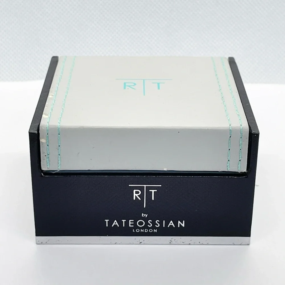 R|T by Robert Tateossian London Swarovski Blue Crystal Cufflinks Rhodium w Box